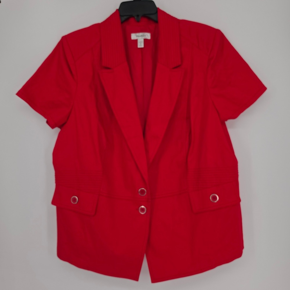 Dressbarn Womens 2X Red Short Sleeve Tailored Blazer